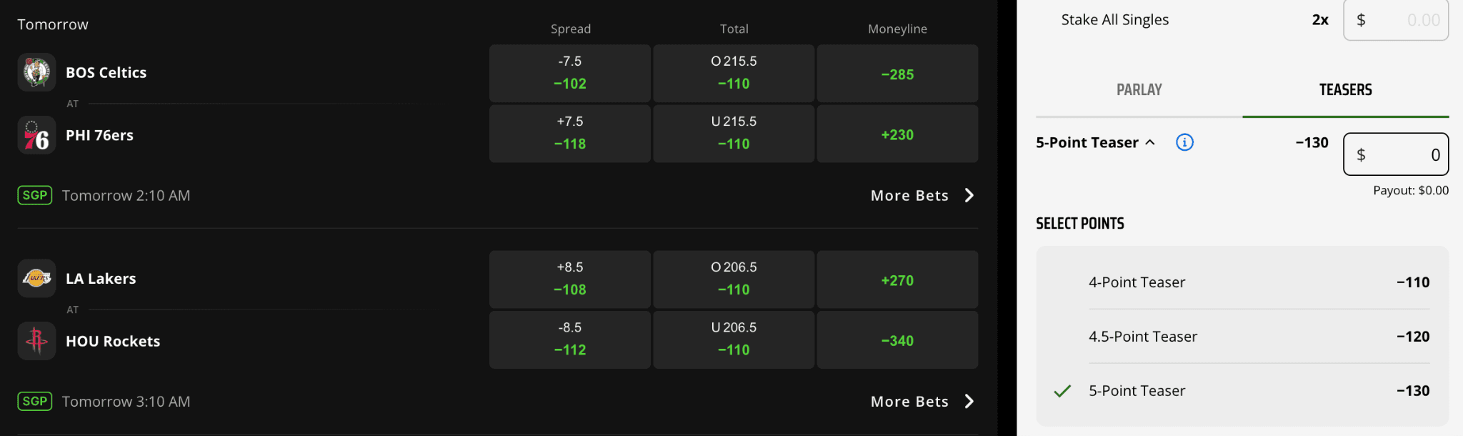 At the bottom of my slip I clicked on teasers 