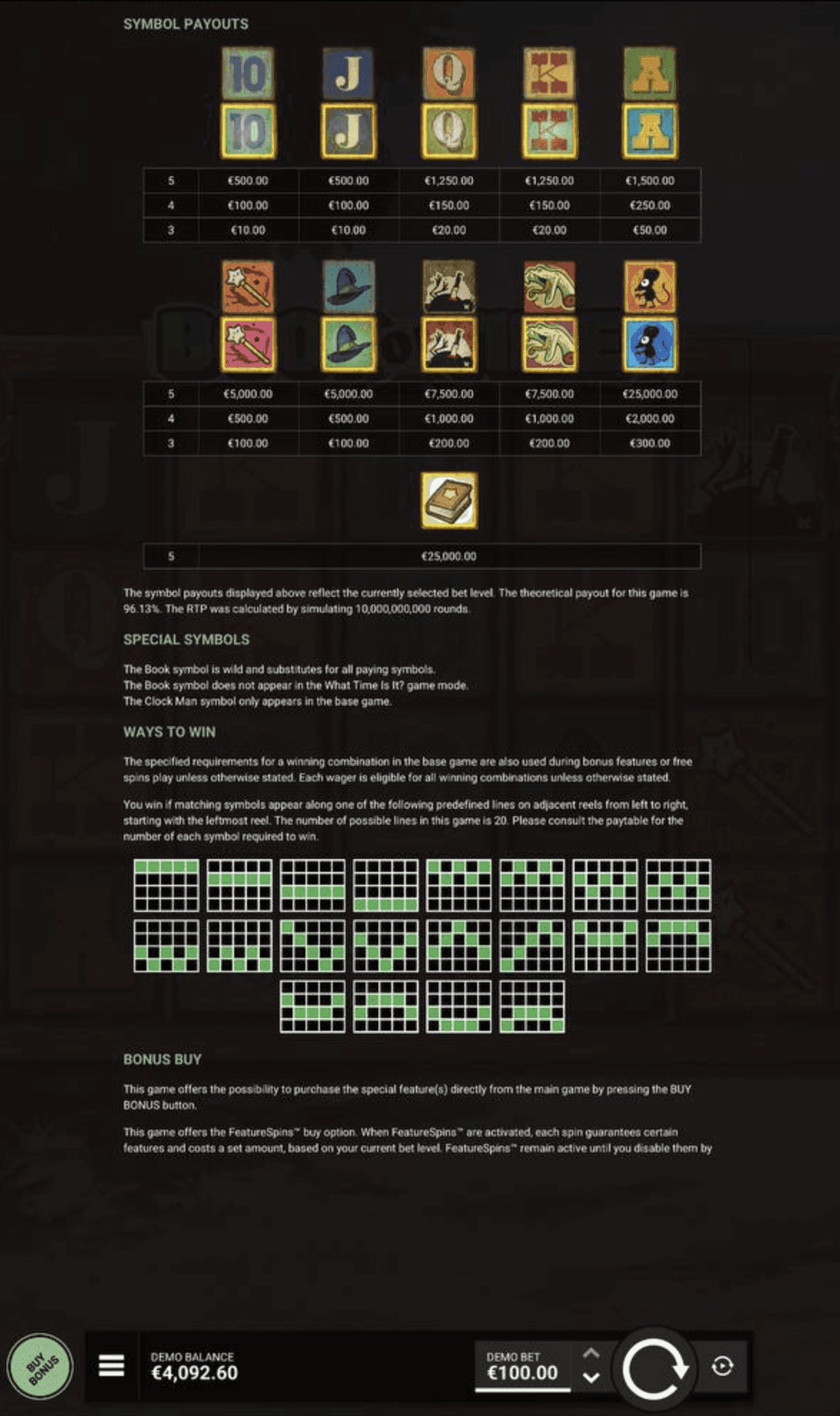 Game Symbols & Payouts
