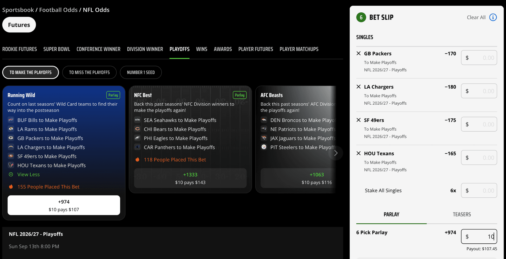 Overview of NFL Futures betting markets