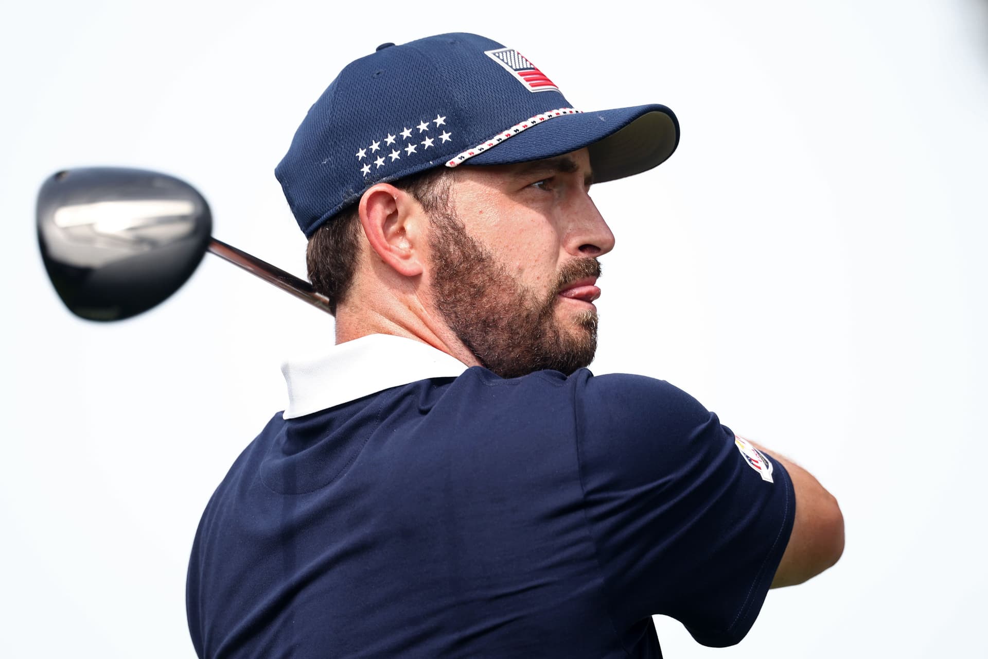Patrick Cantlay of Team United States plays his shot 