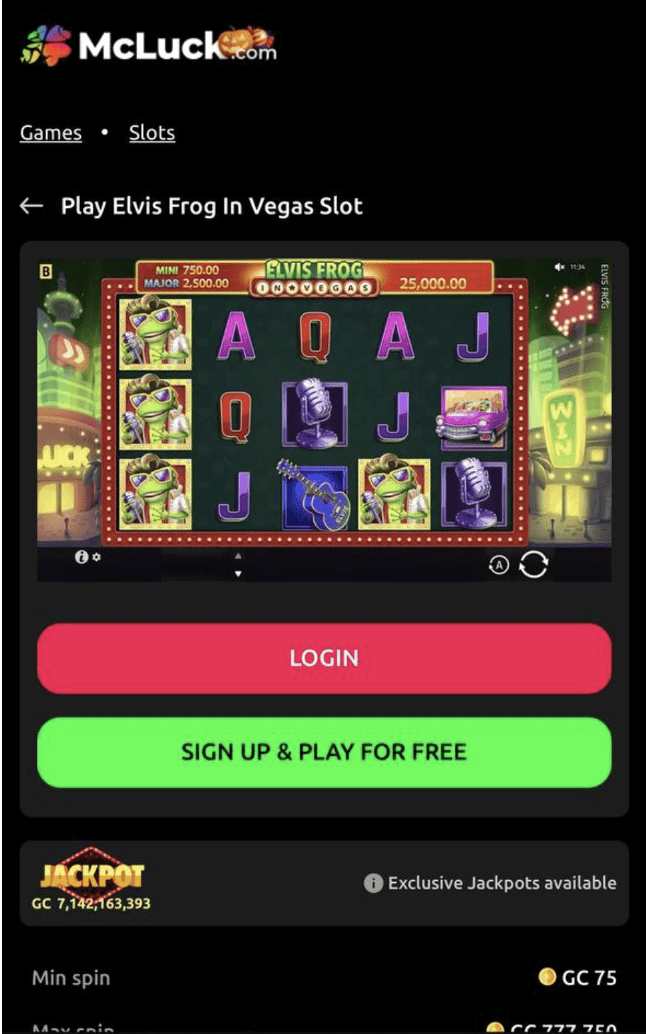 Elvis Frog in Vegas at US Sweepstakes Casinos Playing Guide