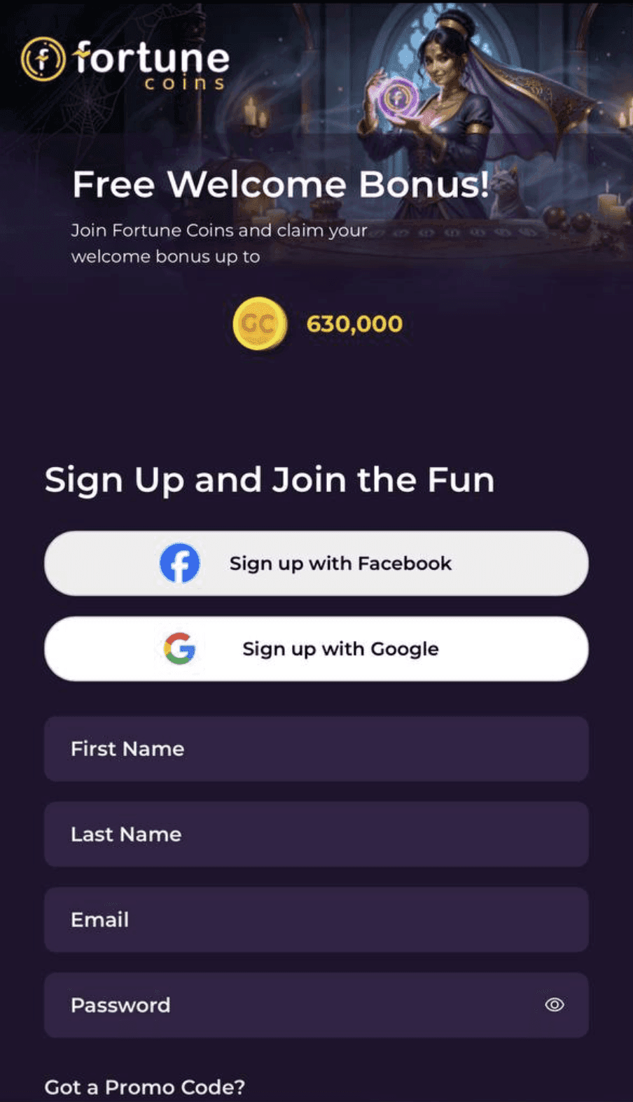 Register instantly with email or Google Facebook