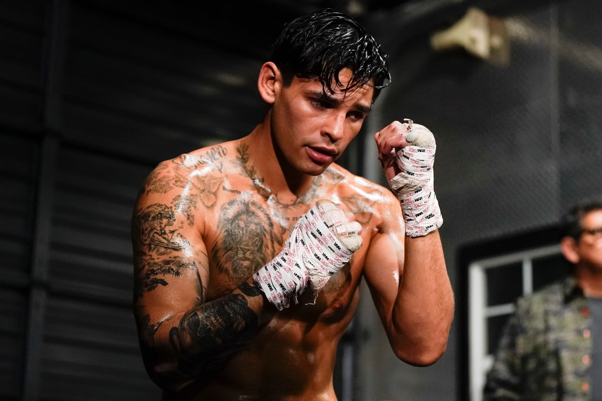 Ryan Garcia in action during a media workout 