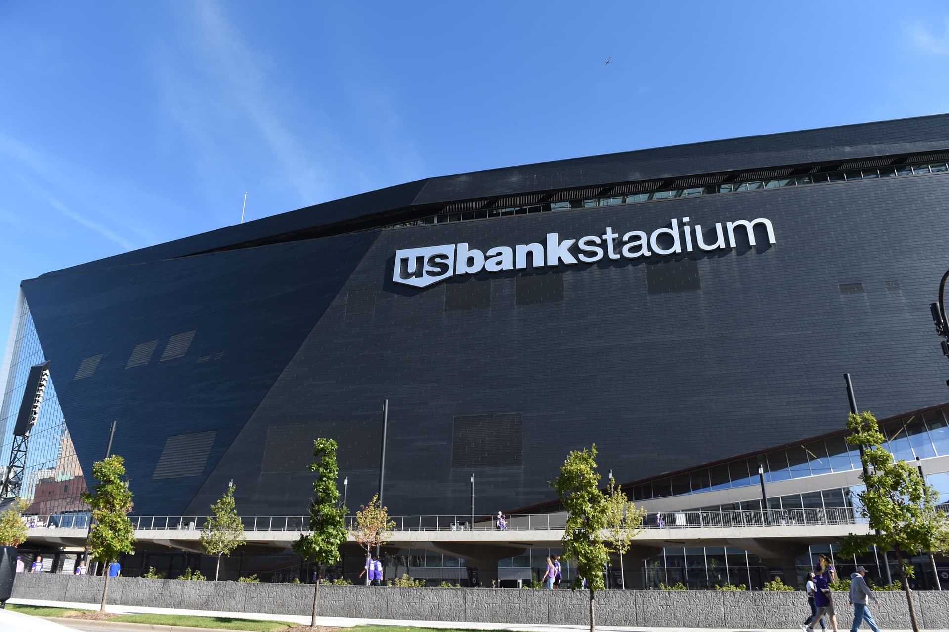 A view of south facade of the Minnesota Vikings stadium prior to start of the NFL game between the Houston Texans and the Minnesota Vikings