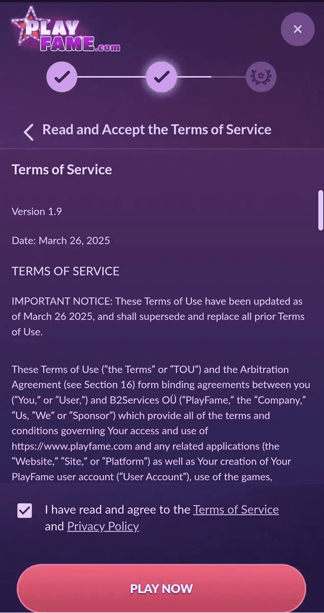 Accept the terms and conditions.