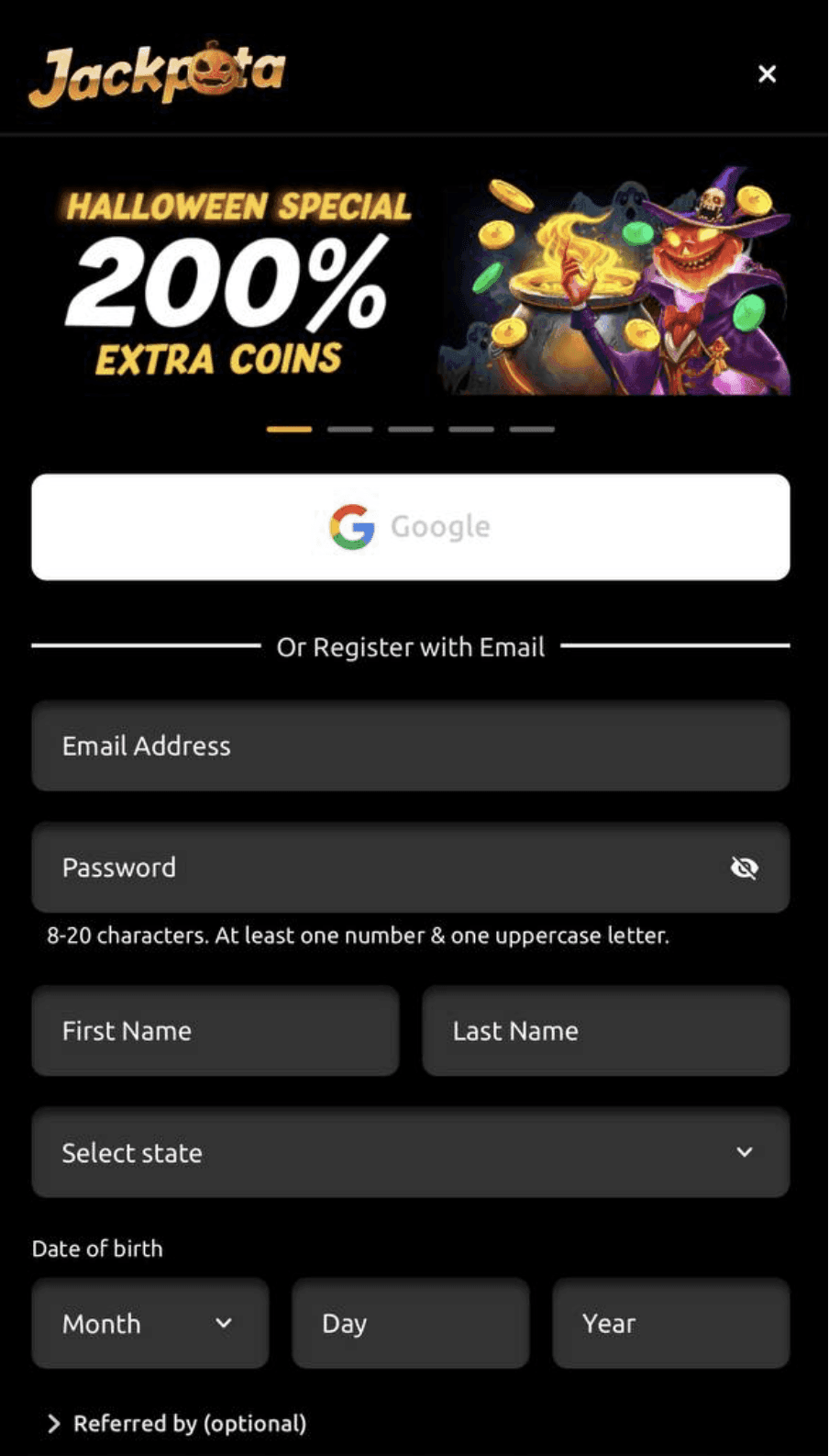Create your free account by typing your email address