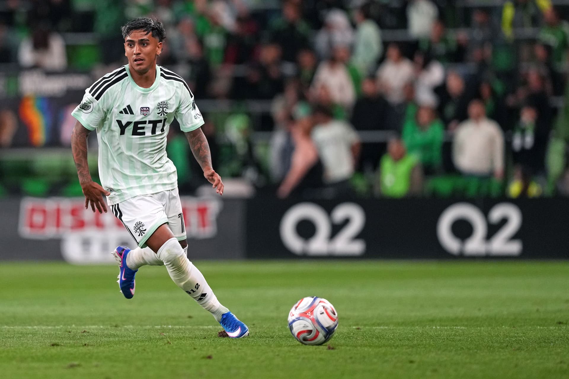 Facundo Torres #11 of Austin FC looks to pass the ball during the second half against Minnesota United FC