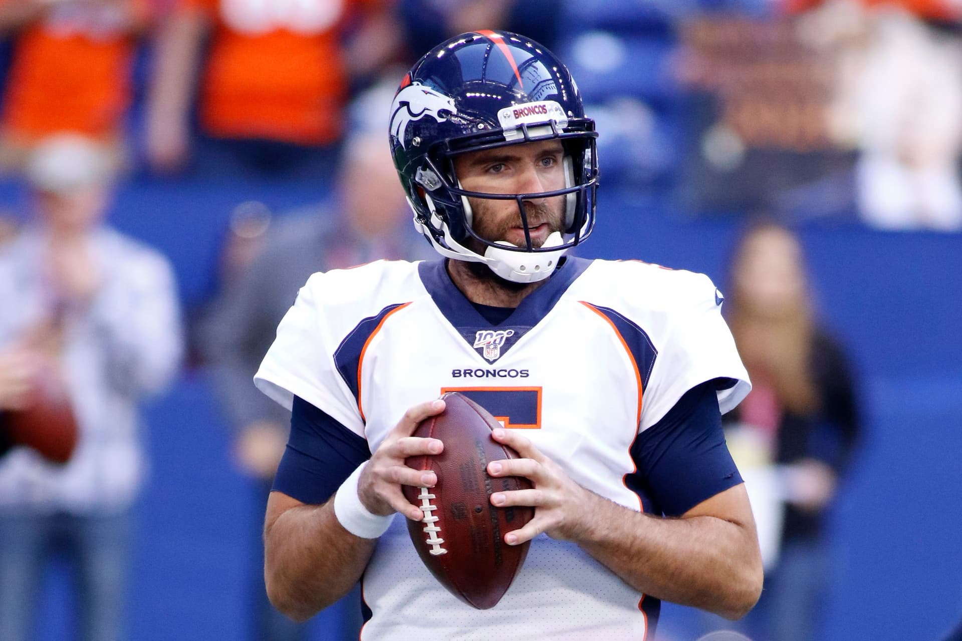 Joe Flacco #5 of the Denver Broncos