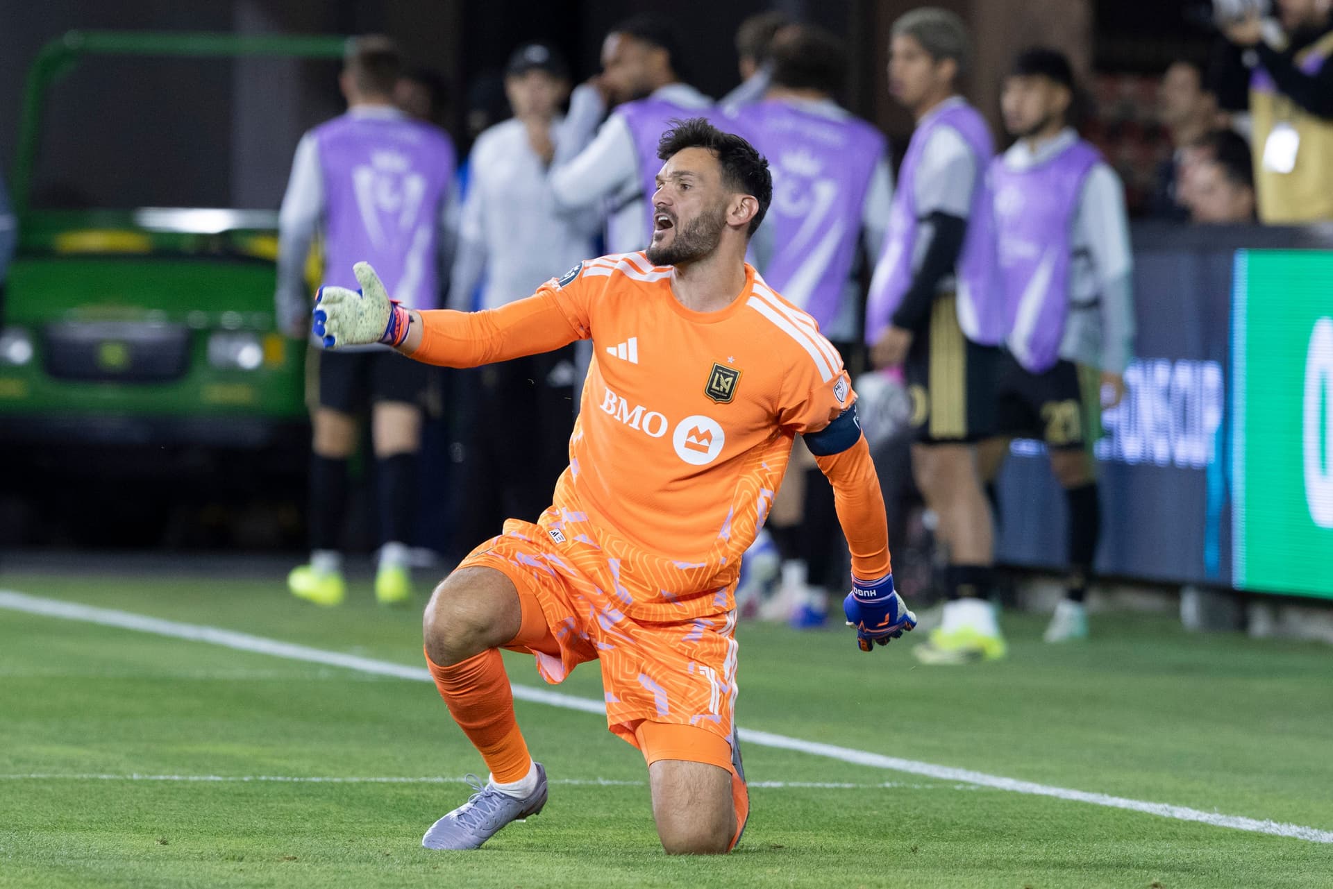 Hugo Lloris #1 of LAFC reacts after a missed goal save during Los Angles FC