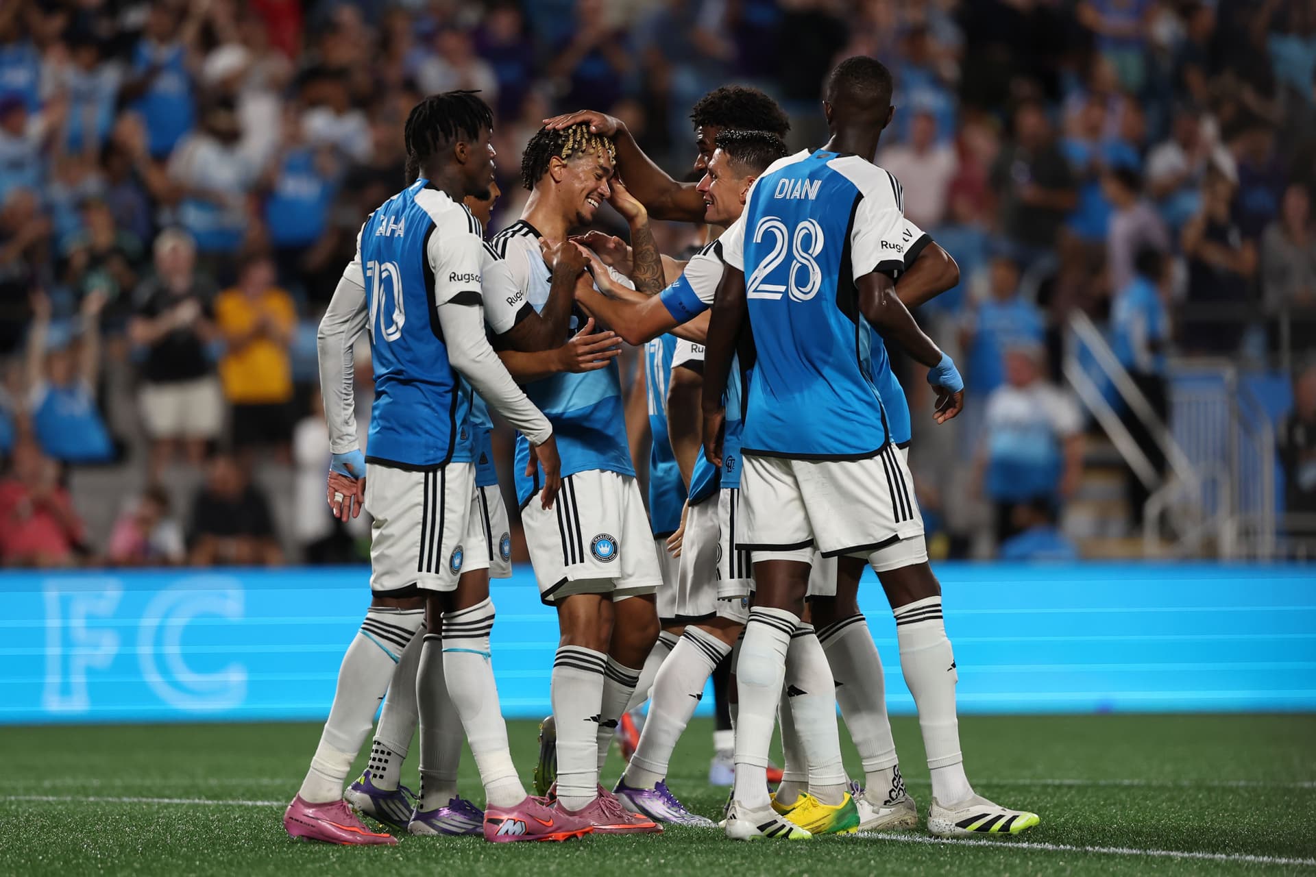 Idan Toklomati #17 of Charlotte FC celebrates after scoring the team's third goal
