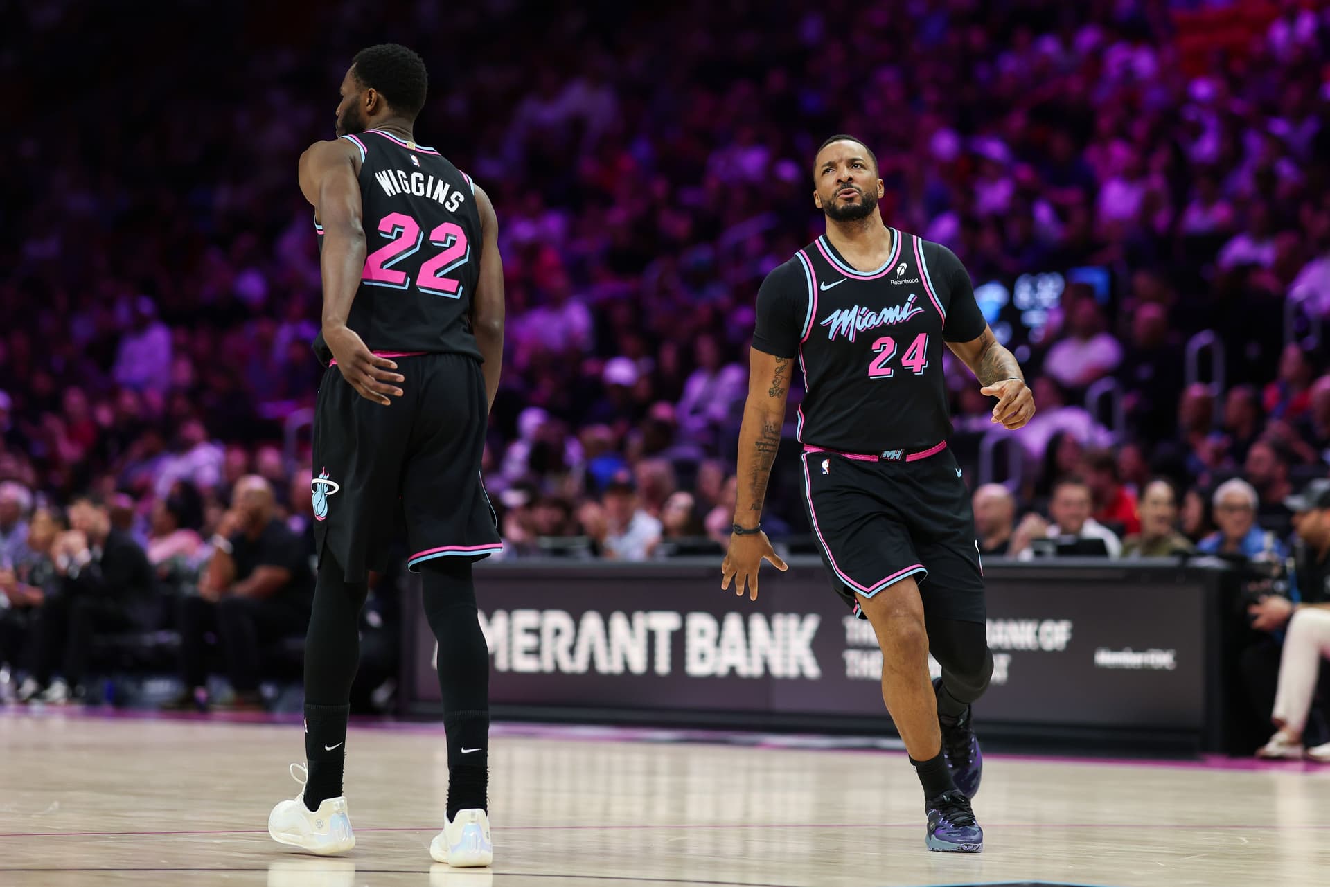 Norman Powell of the Miami Heat reacts against the Memphis Grizzlies