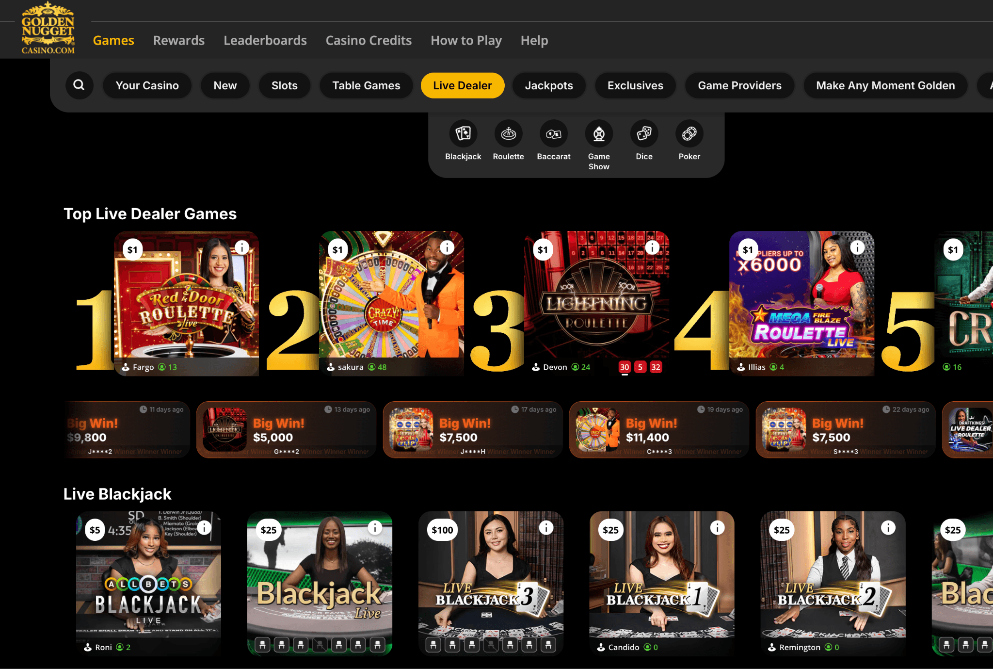 Number 1 Live Dealer Casino