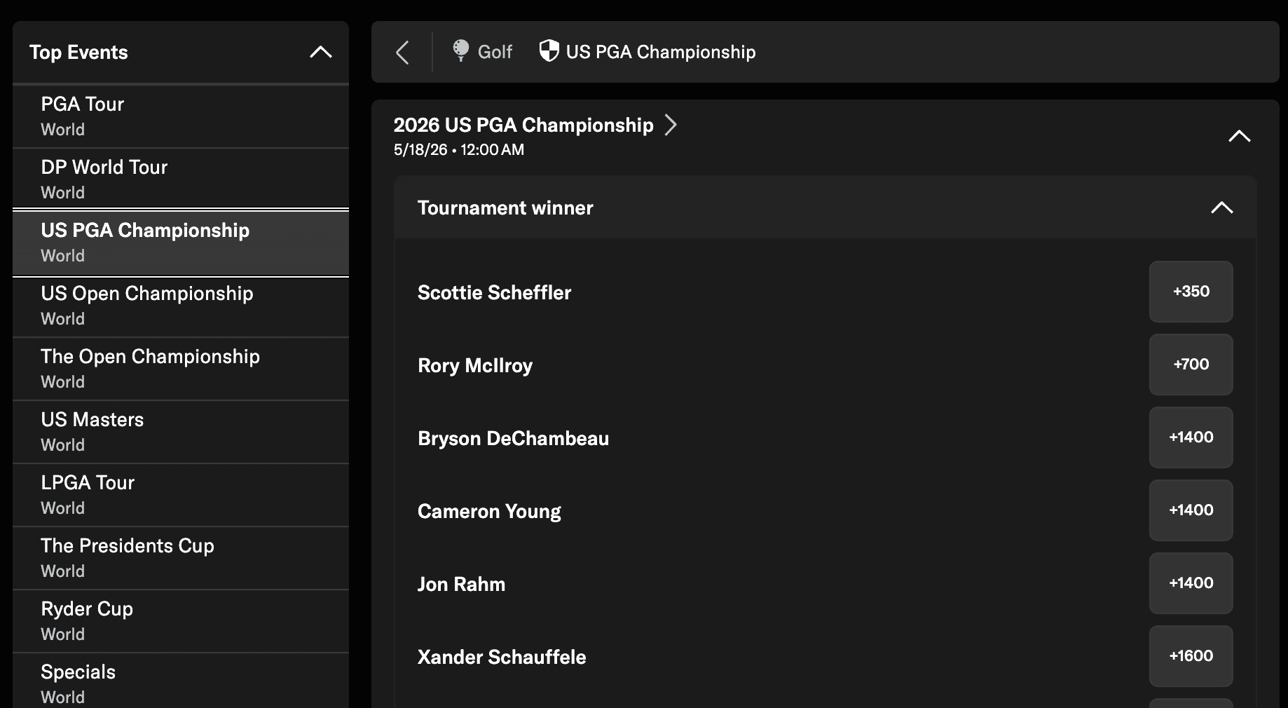Pick a tournament that catches your eye