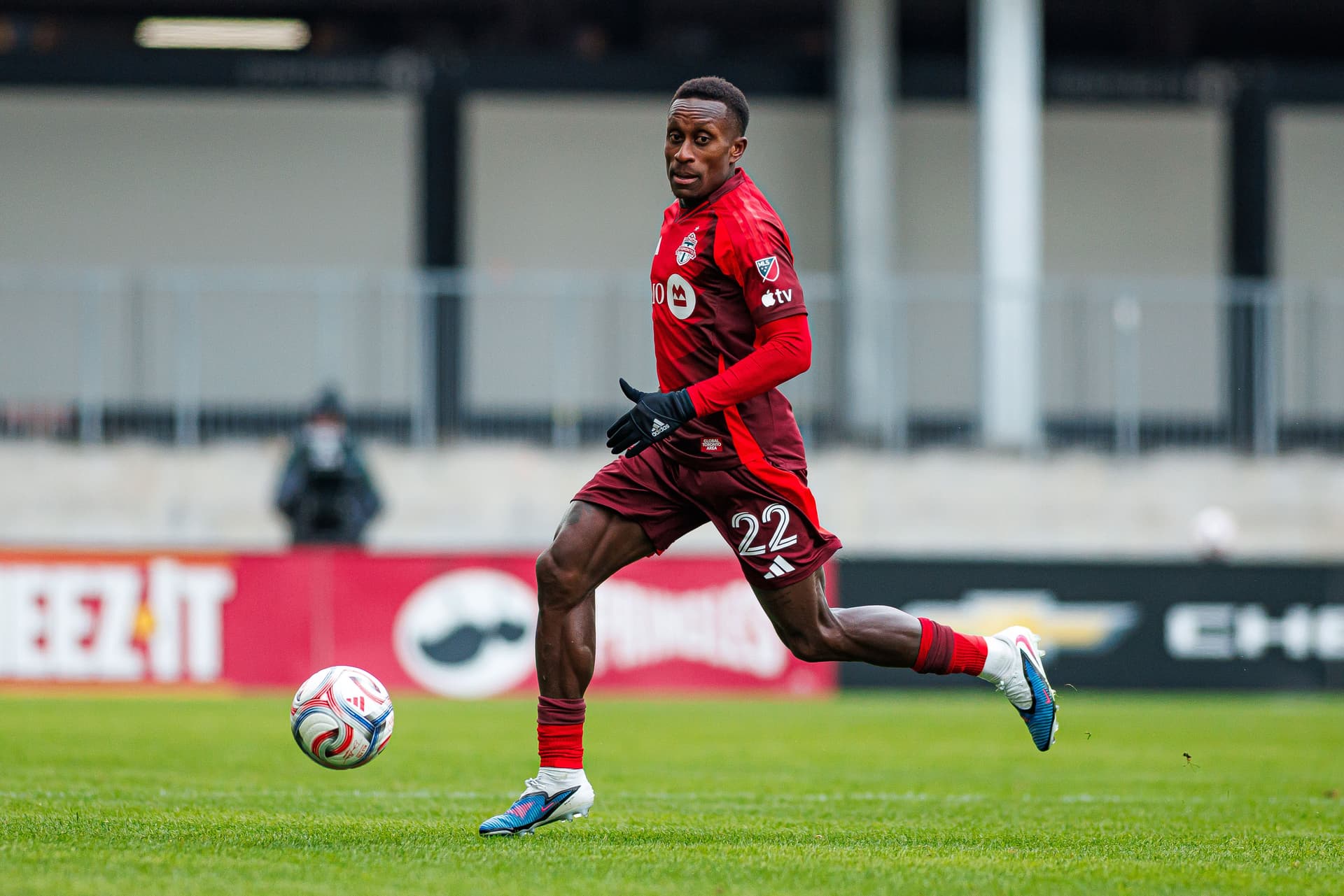 Richie Laryea #22 of Toronto FC runs with the ball during the MLS match between Toronto FC and New York Red Bulls