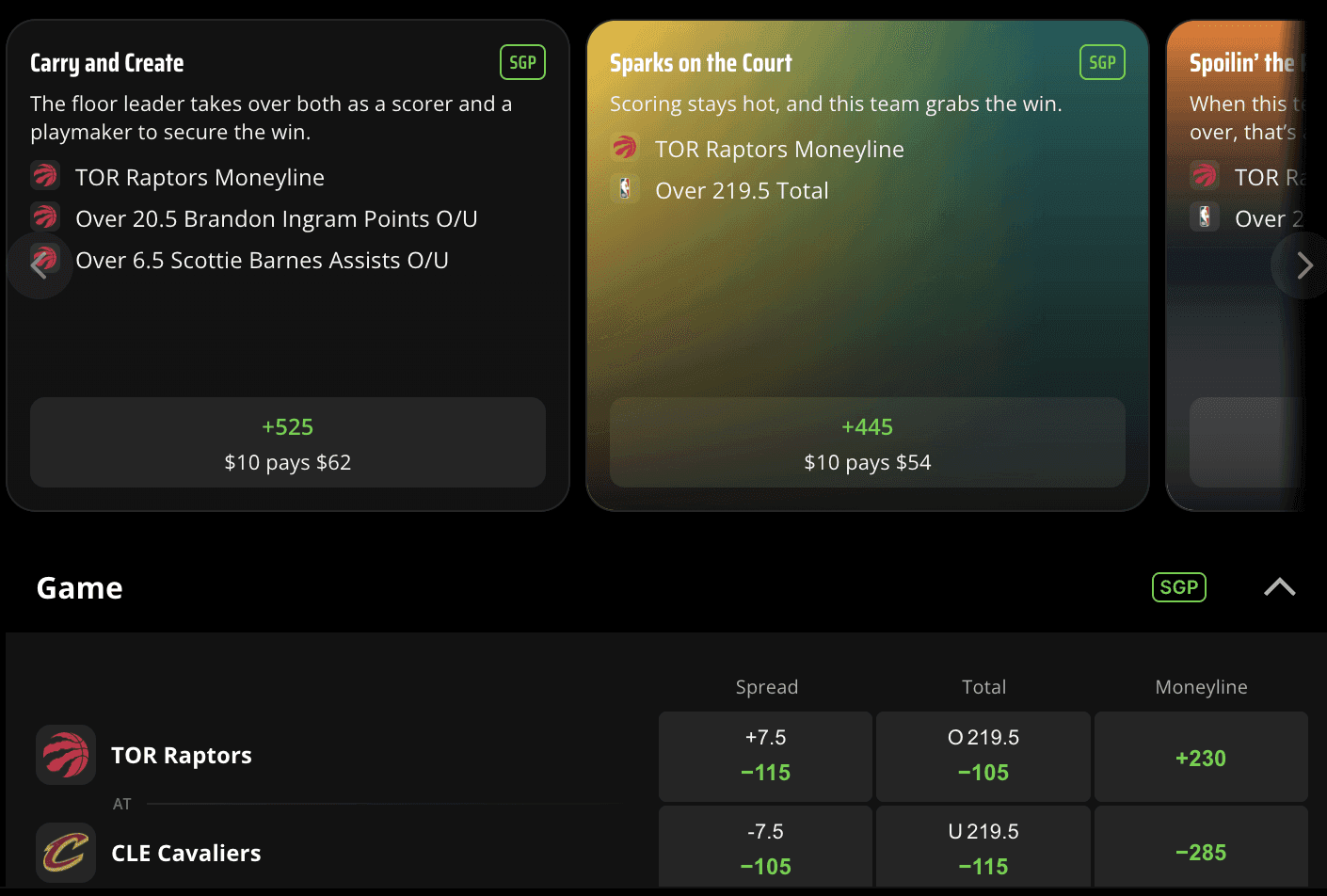 Same-Game Parlay (SGP)