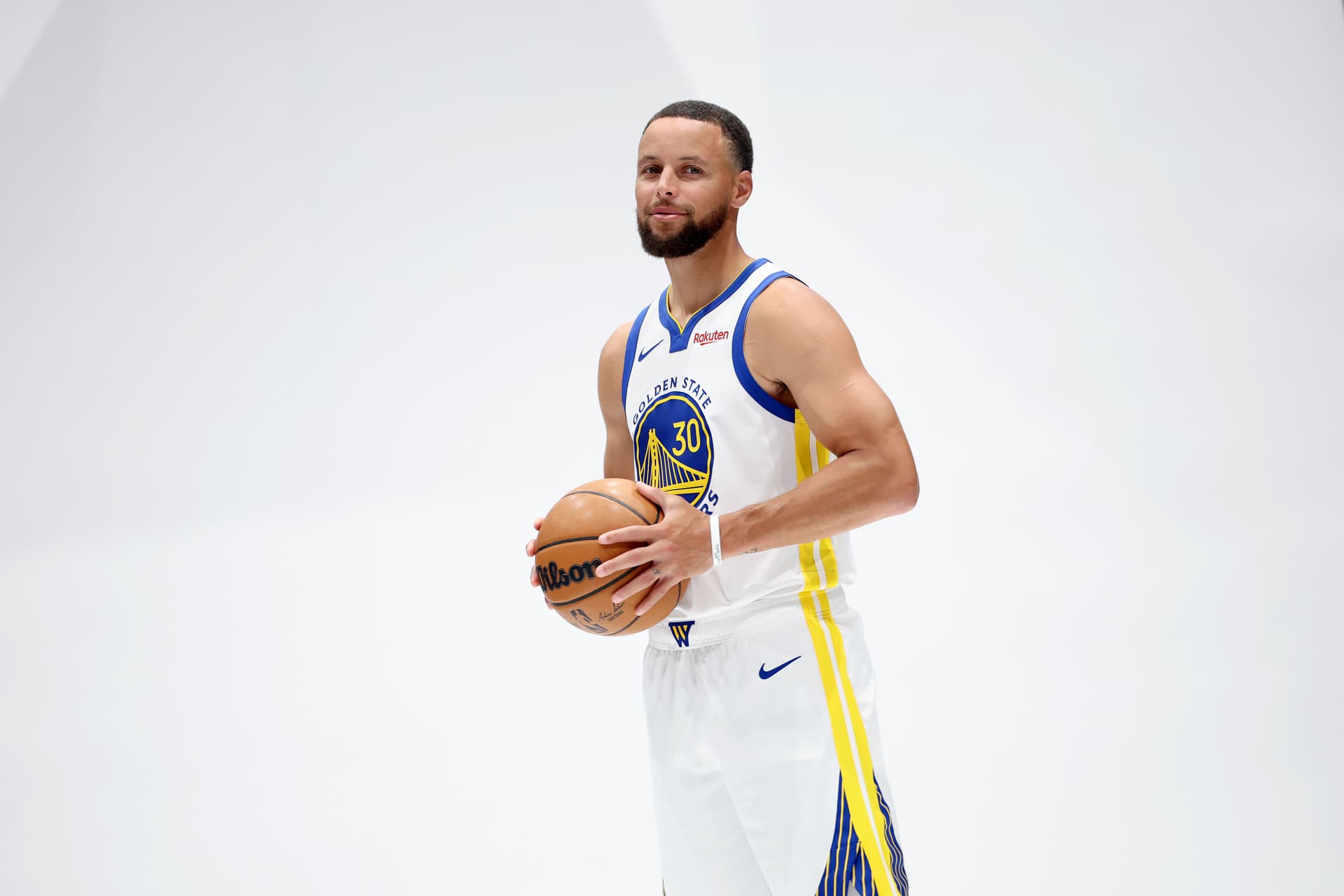 Stephen Curry of the Golden State Warriors poses for a picture