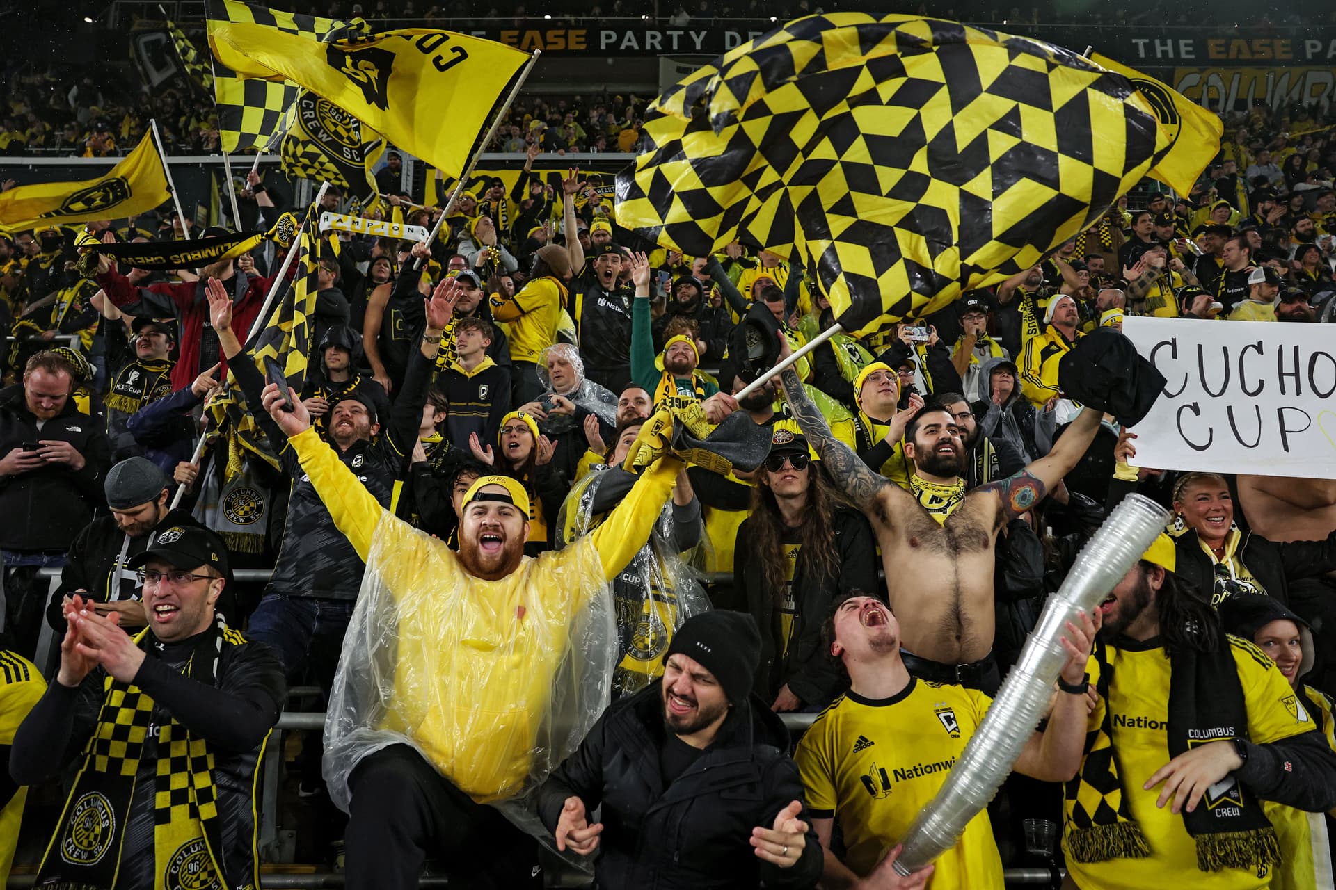 The Columbus Crew fans celebrate after winning the 2023 MLS Cup