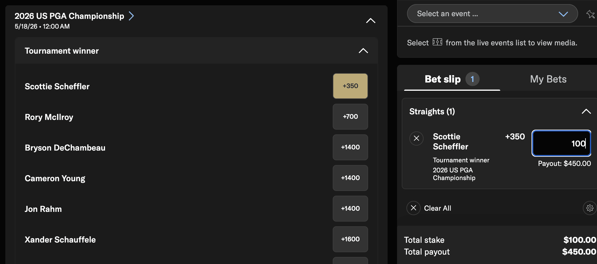 Type in your stake, which is the money you wish to risk