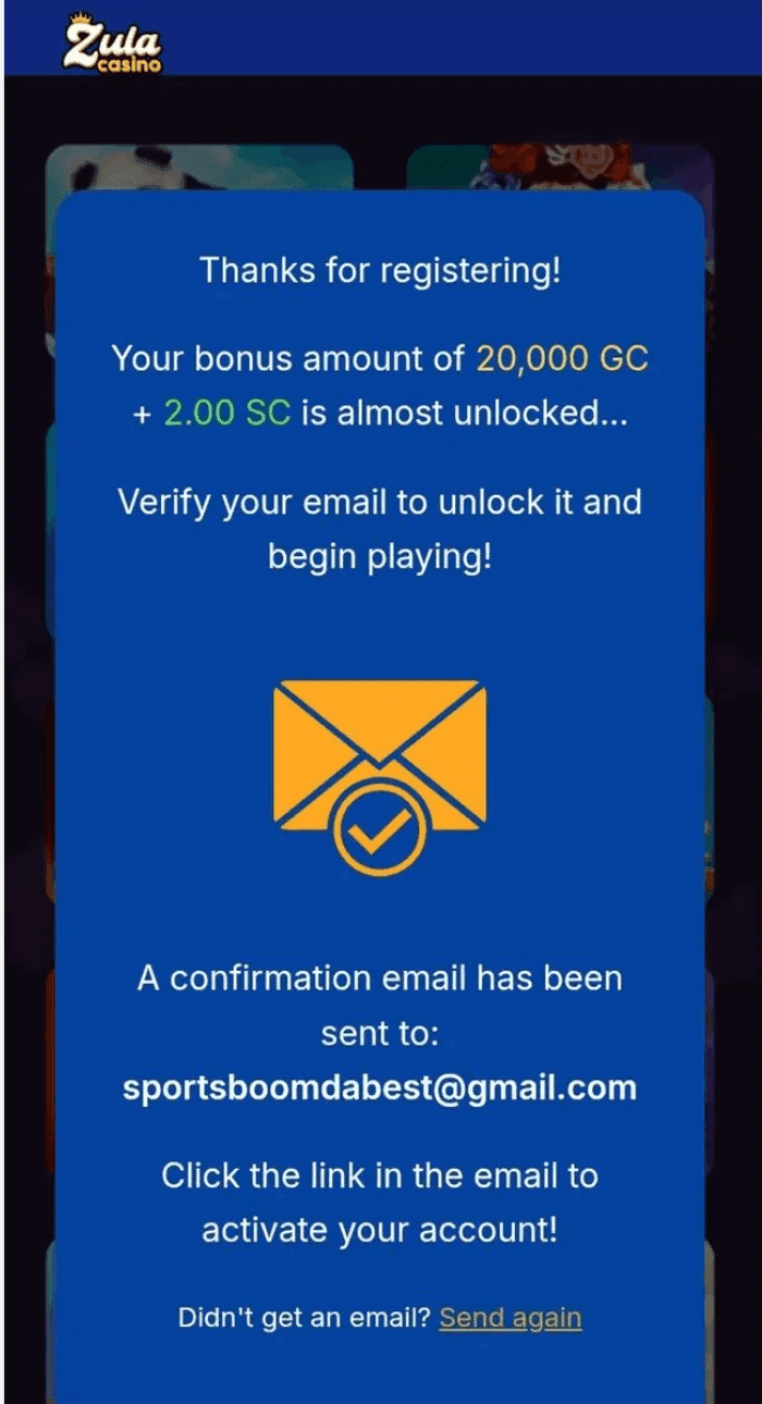 Verify your account via email