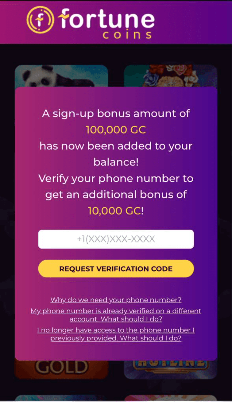 Verify your phone number bonanza billion