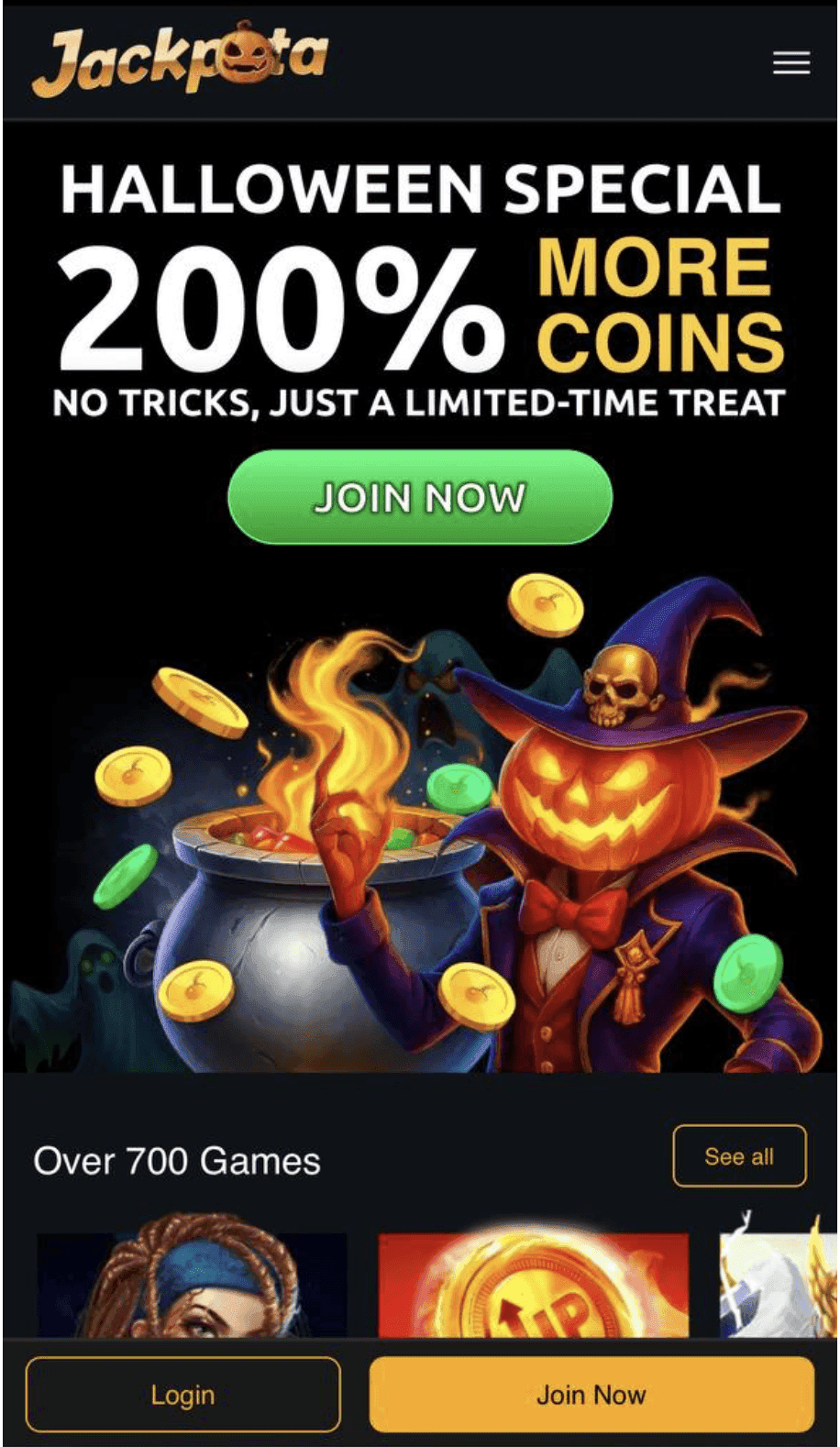 Visit Jackpota.com and click the yellow Join